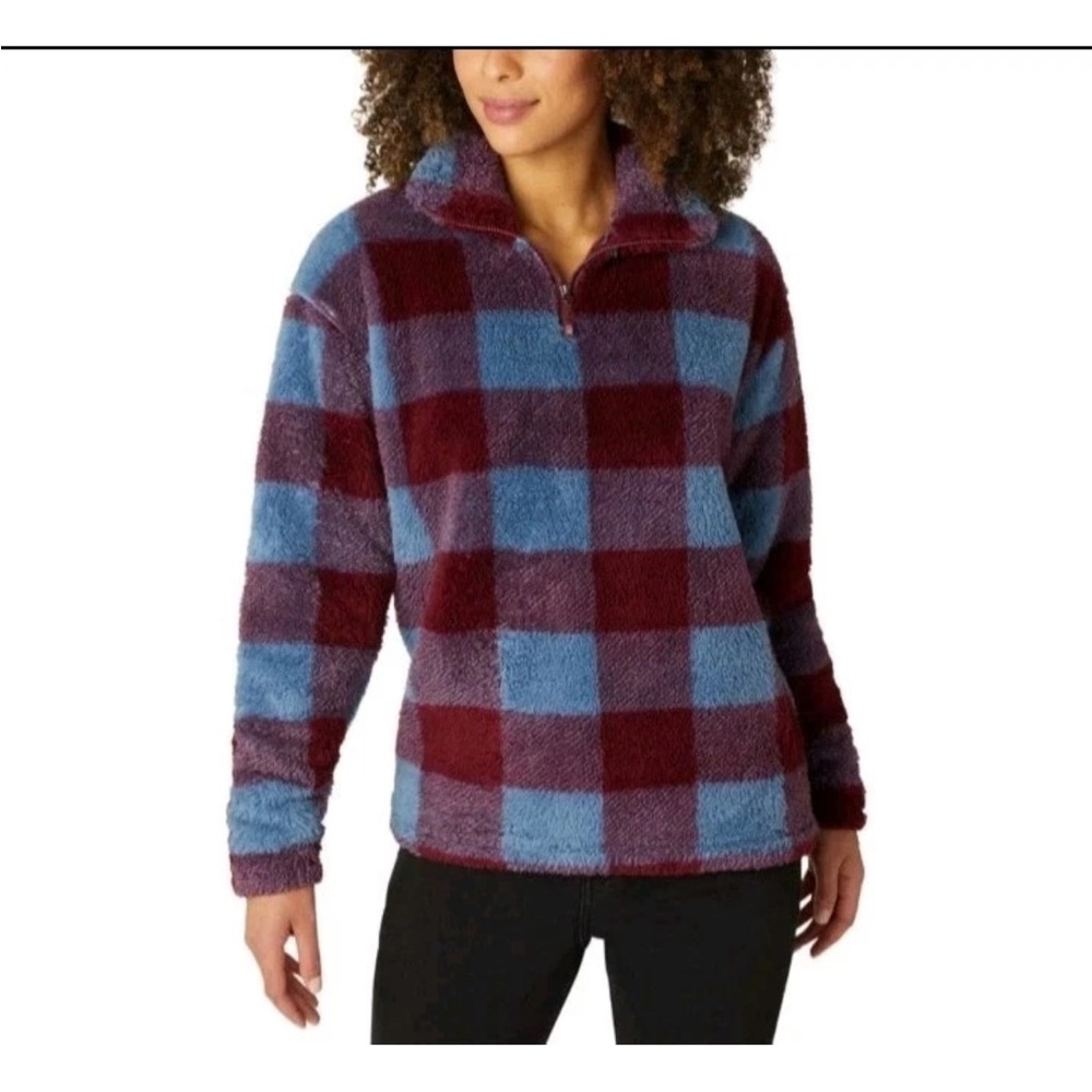 Eddie Bauer Blue and Burgundy Plaid Jacket